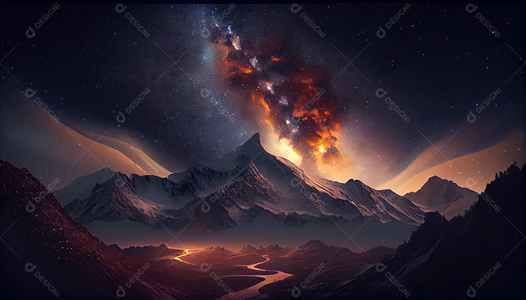 Estrelas da Via Láctea à noite.