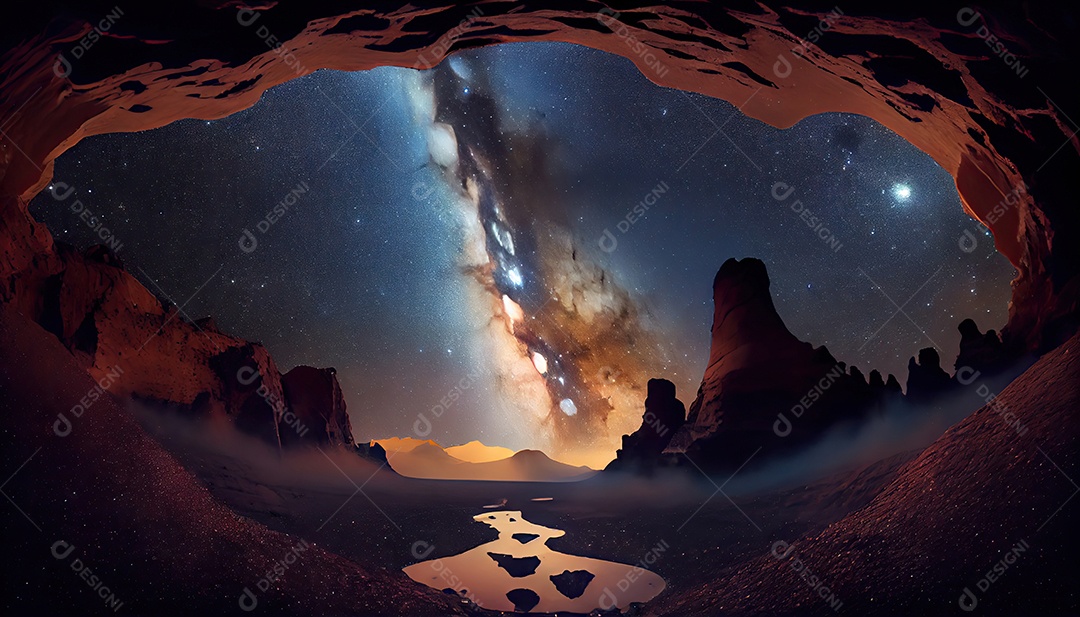 Estrelas da Via Láctea à noite.