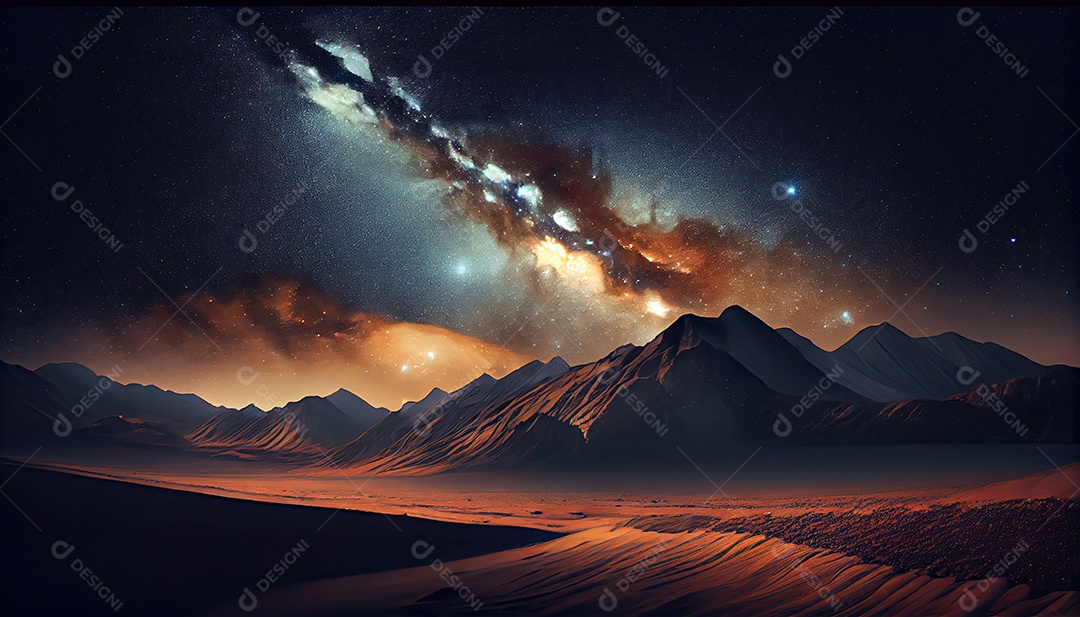 Estrelas da Via Láctea à noite.