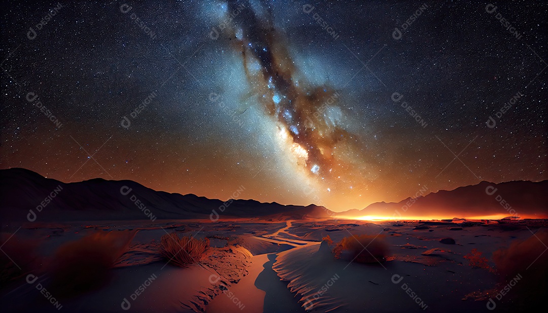 Estrelas da Via Láctea à noite.