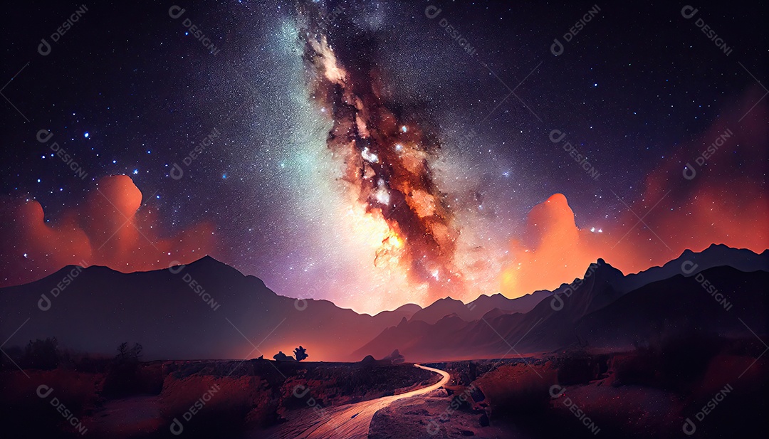 Estrelas da Via Láctea à noite.