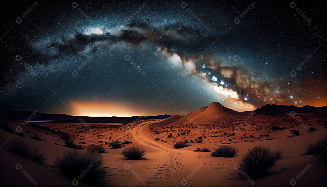 Estrelas da Via Láctea à noite.