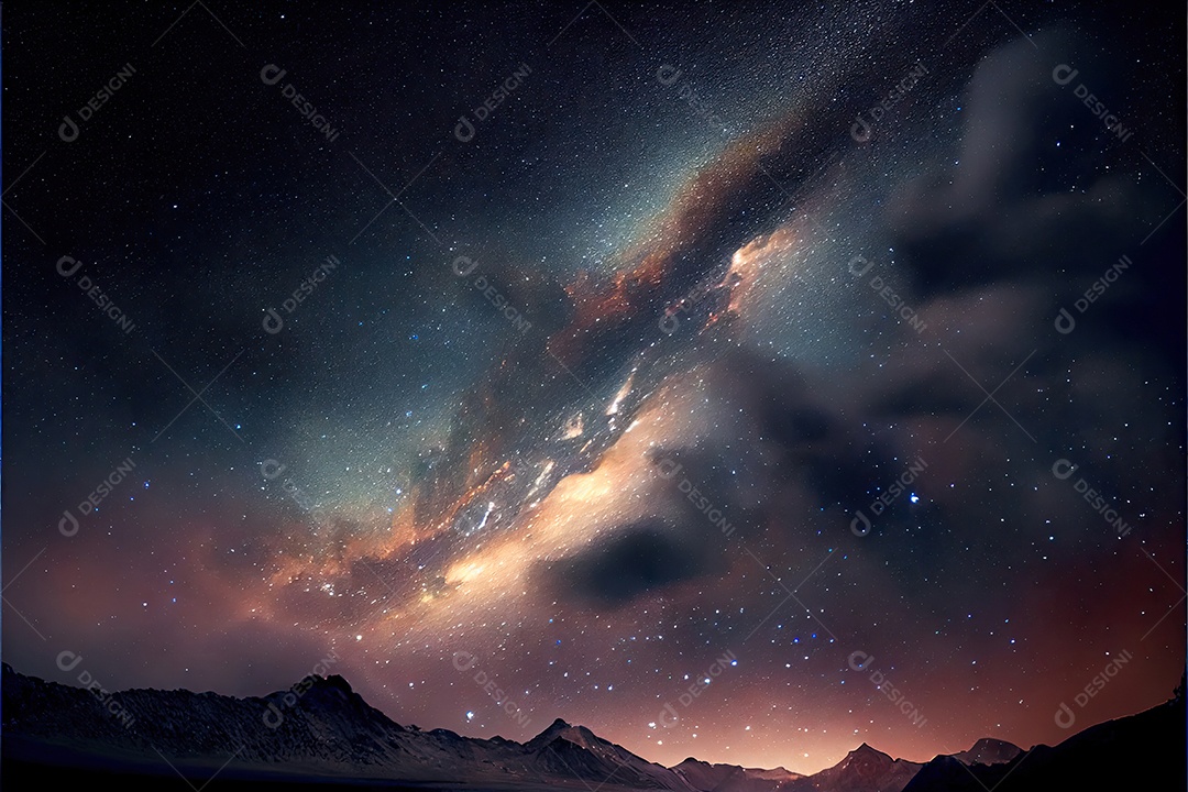 Estrelas da Via Láctea à noite.