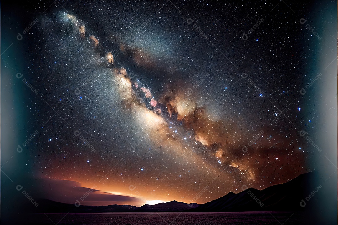 Estrelas da Via Láctea à noite.