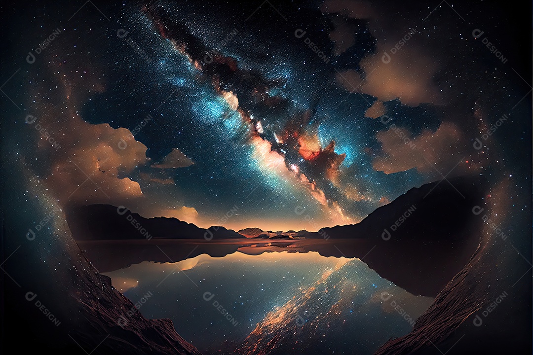 Estrelas da Via Láctea à noite.