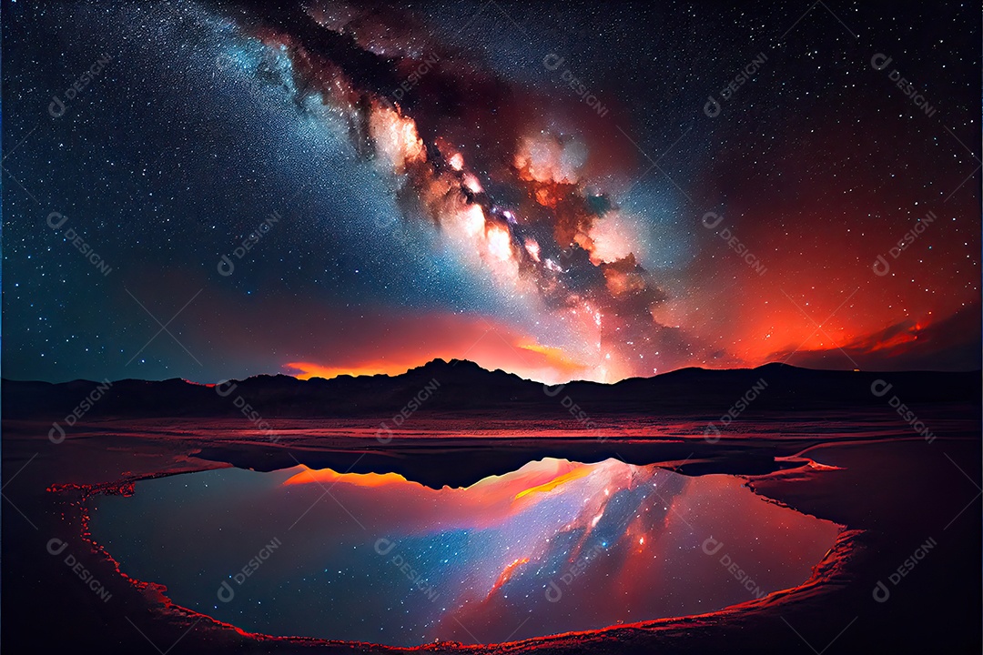 Estrelas da Via Láctea à noite.