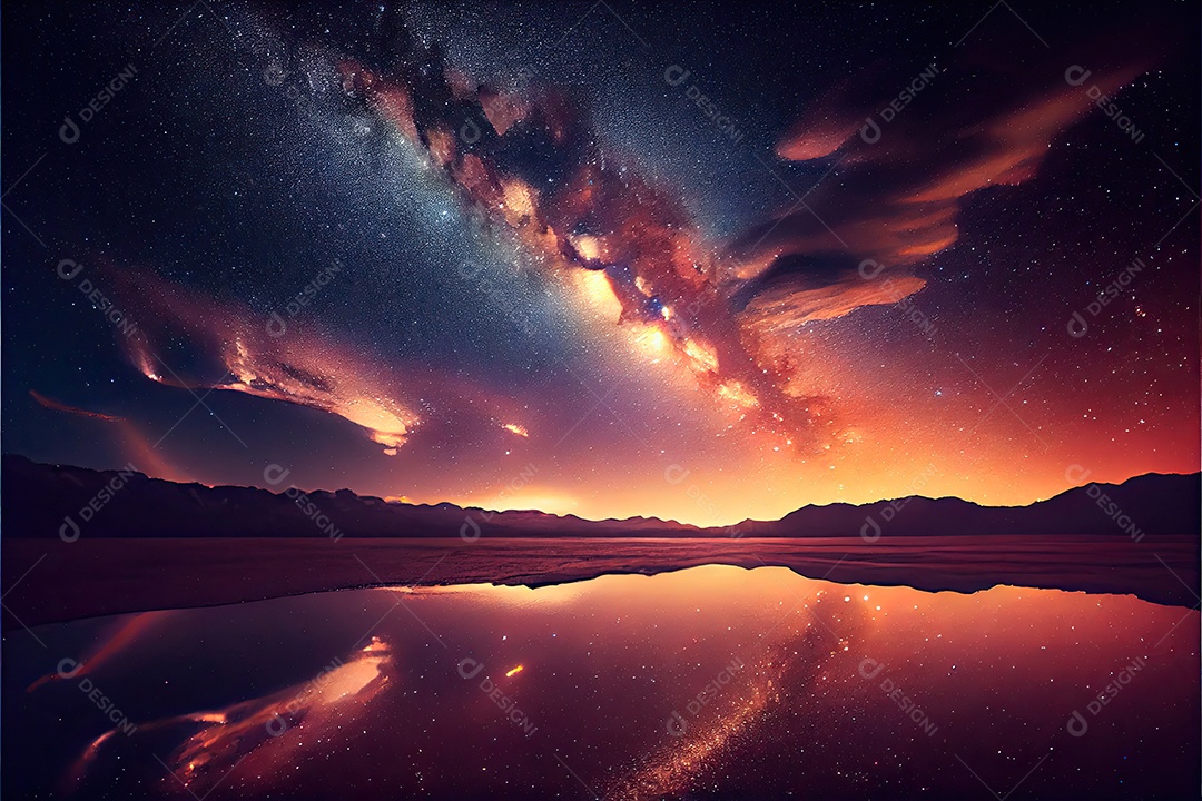 Estrelas da Via Láctea à noite.