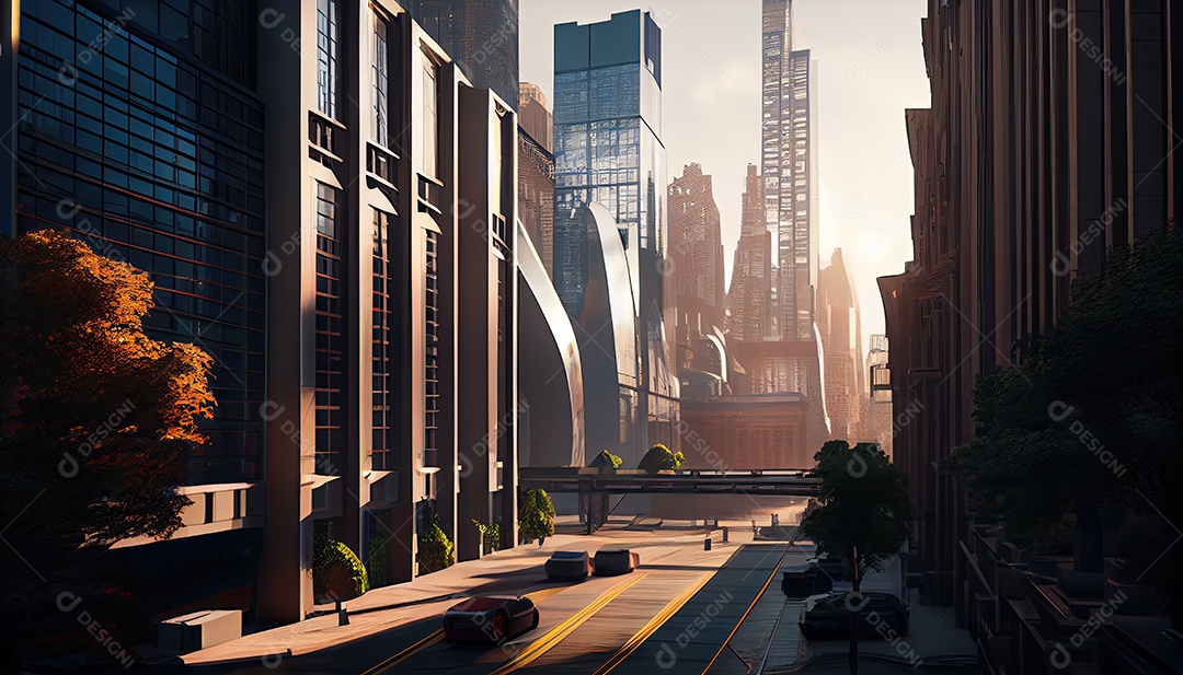 Cidade moderna hora da manhã.