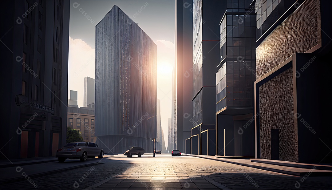 Cidade moderna hora da manhã.