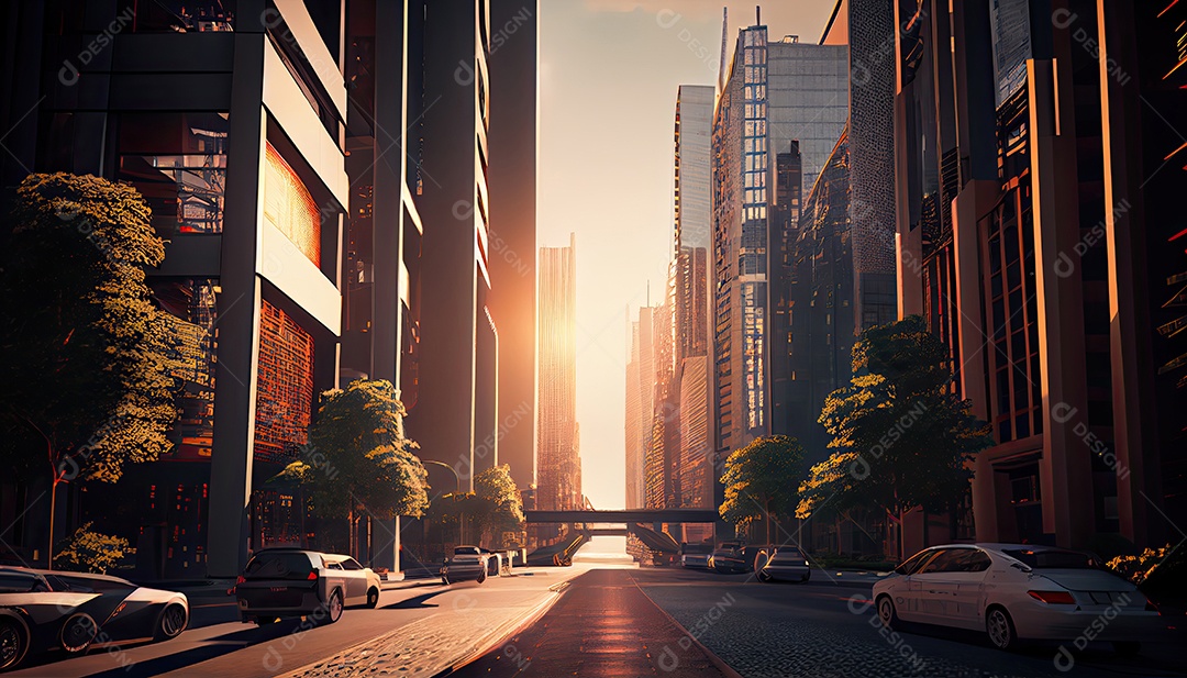 Cidade moderna hora da manhã.