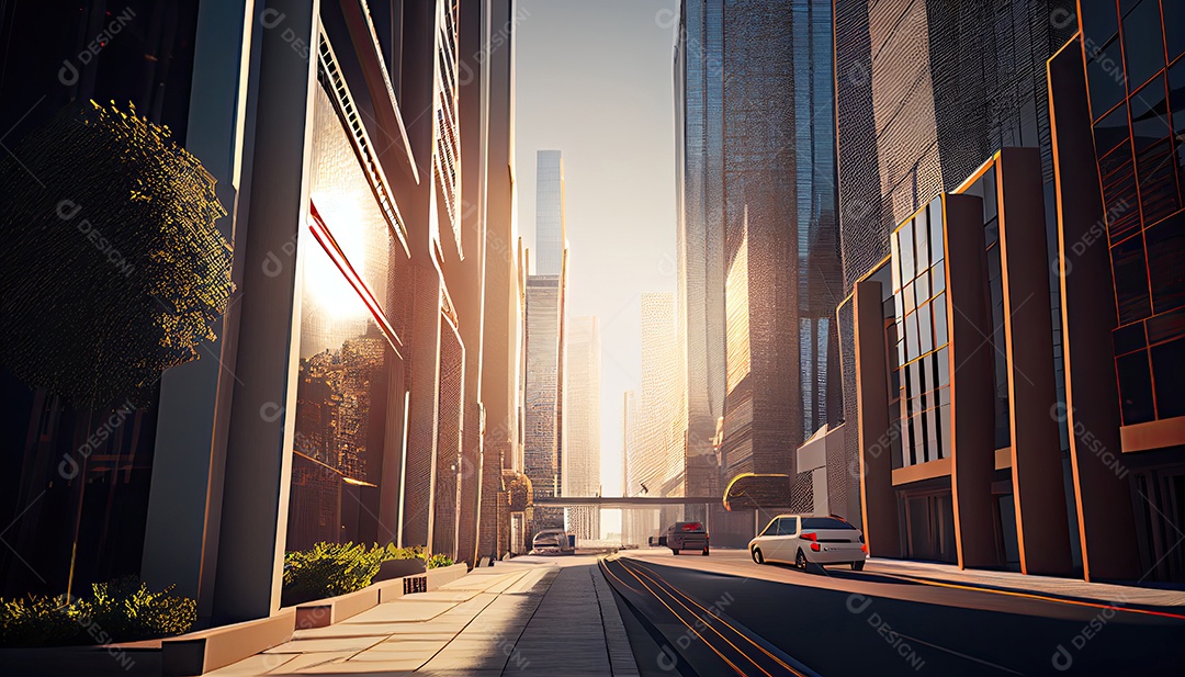 Cidade moderna hora da manhã.