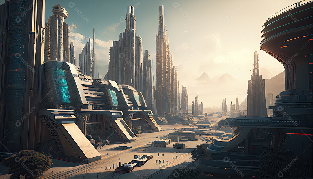 Cidade moderna à noite.