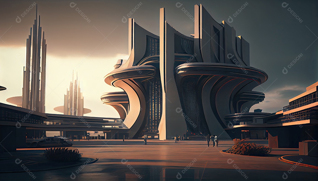 Cidade moderna à noite.