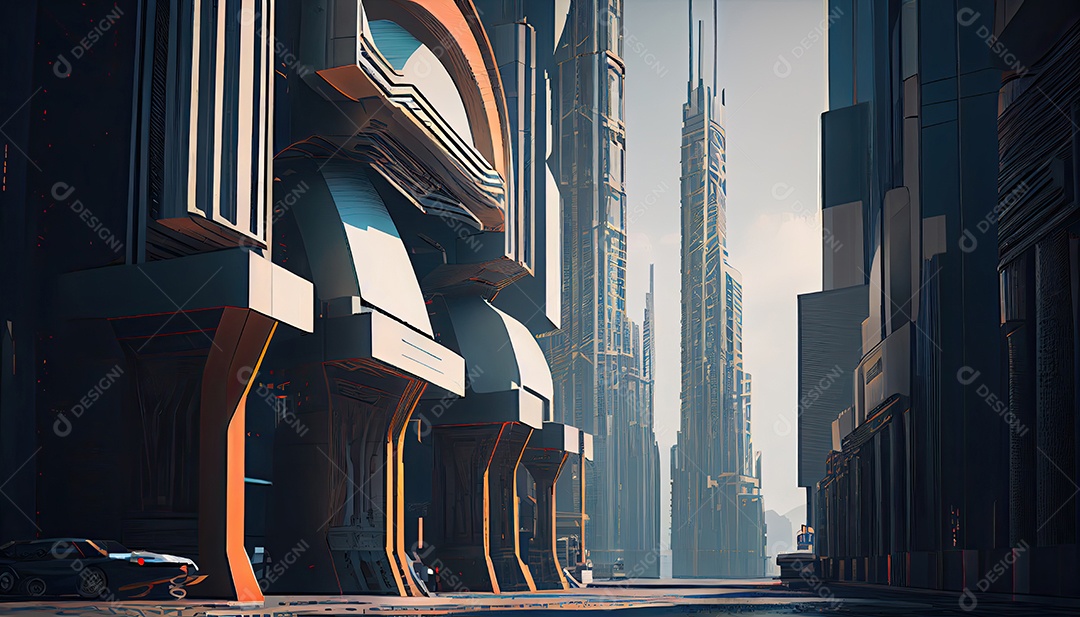 Cidade moderna à noite.