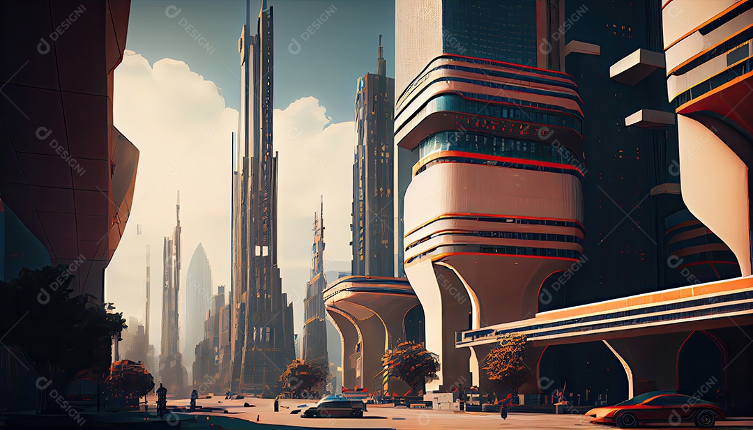 Cidade moderna à noite.