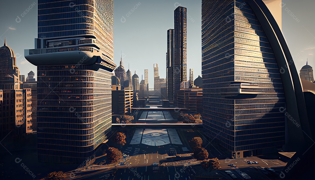 Cidade moderna à noite.