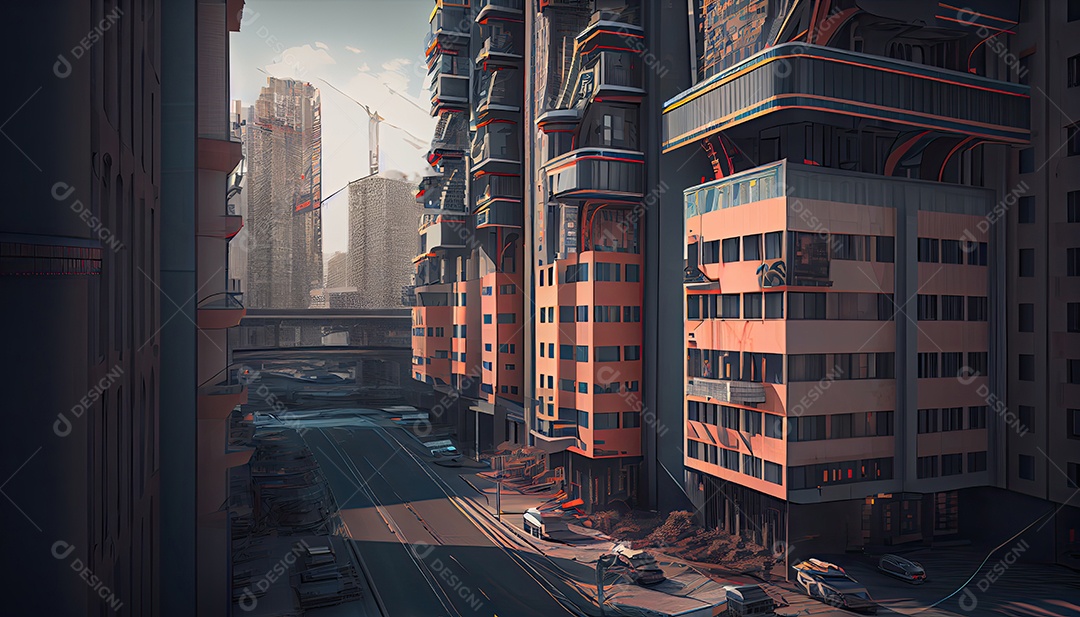 Cidade moderna à noite.