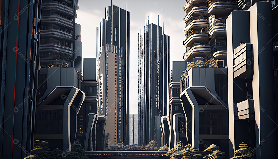 Cidade moderna à noite.