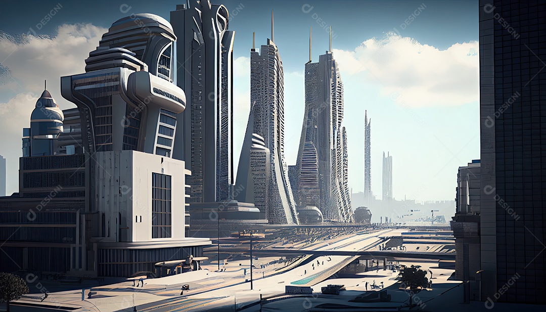 Cidade moderna à noite.