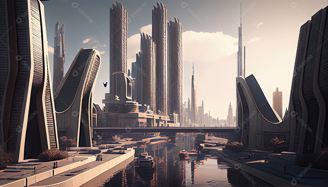 Cidade moderna à noite.