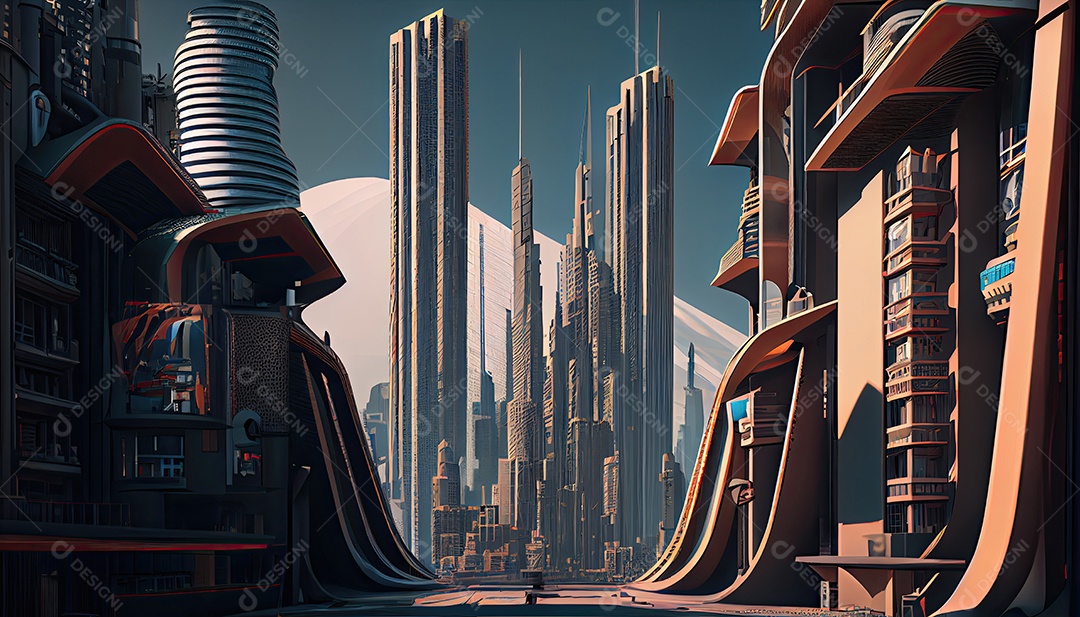 Cidade moderna à noite.