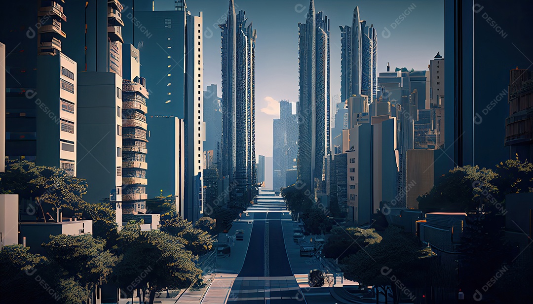 Cidade moderna à noite.