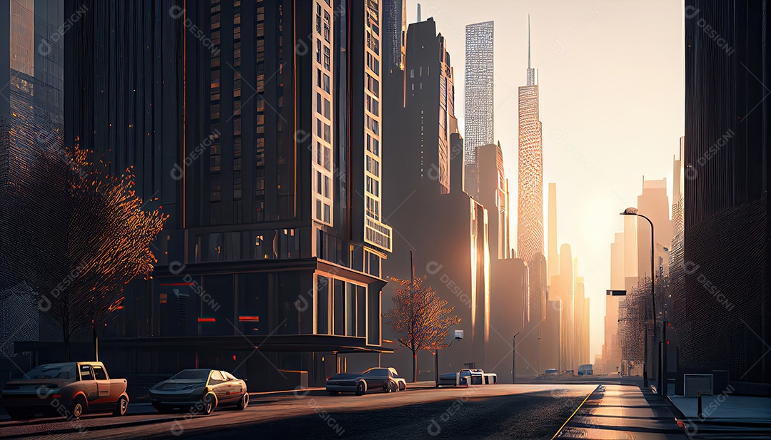 Cidade moderna à noite.