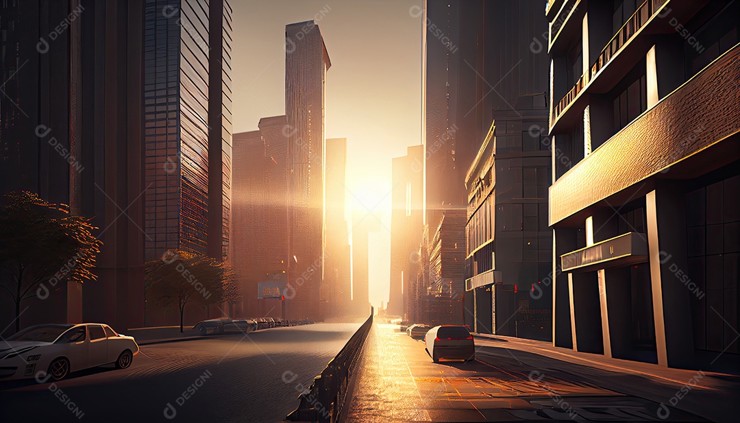 Cidade moderna à noite.