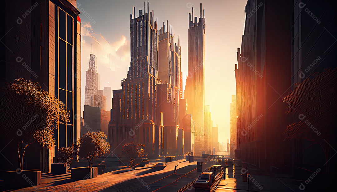 Cidade moderna hora da manhã.