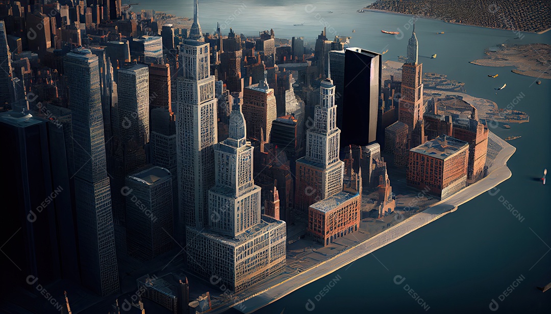 Cidade moderna à noite.