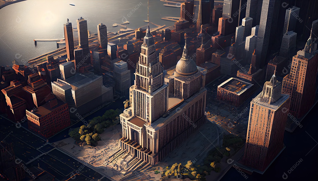 Cidade moderna à noite.