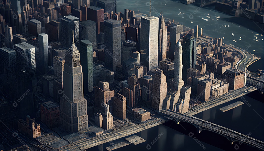 Cidade moderna à noite.