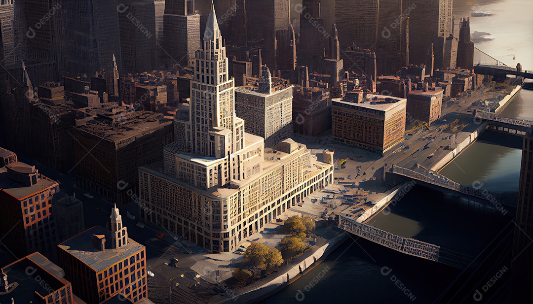 Cidade moderna à noite.