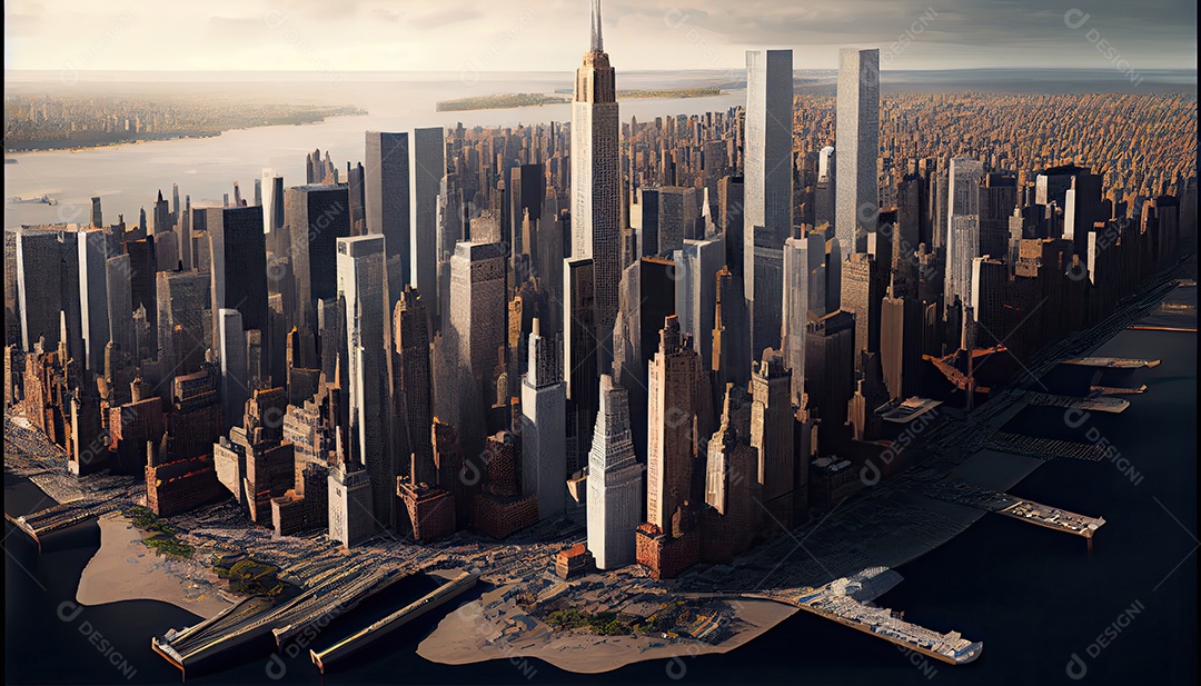 Cidade moderna à noite.