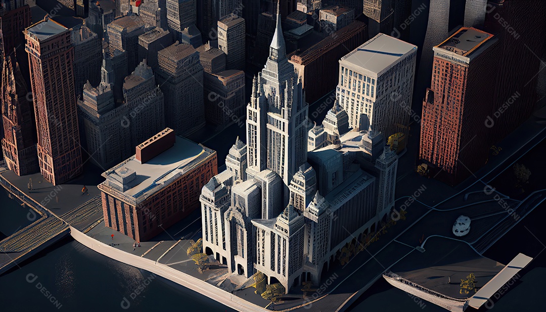 Cidade moderna à noite.