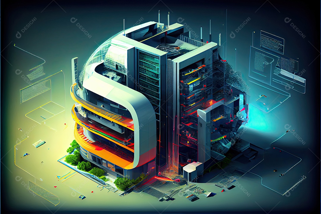 Sistemas de computador de arquitetura de desenvolvimento de moderno futurista.