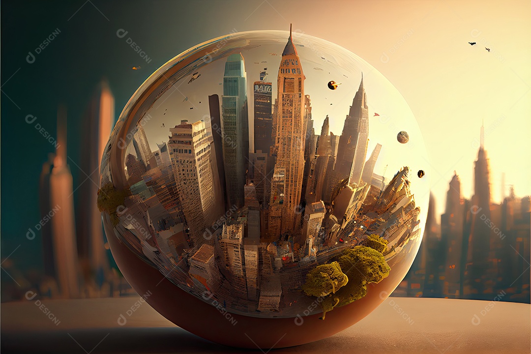 A cidade cresce no globo.