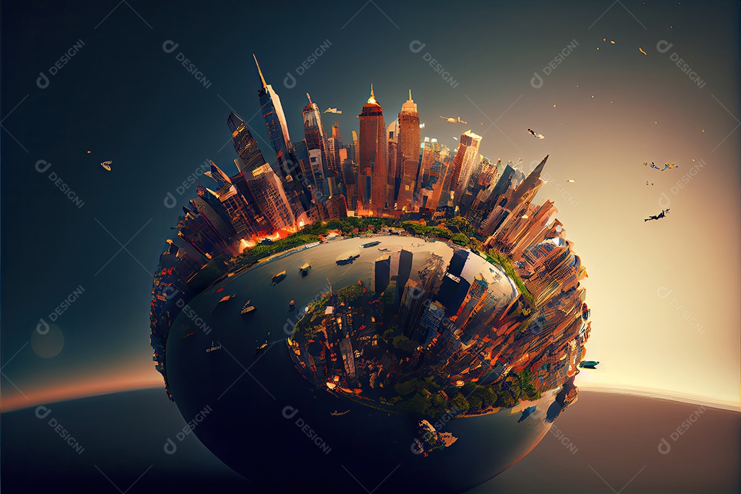 A cidade cresce no globo.