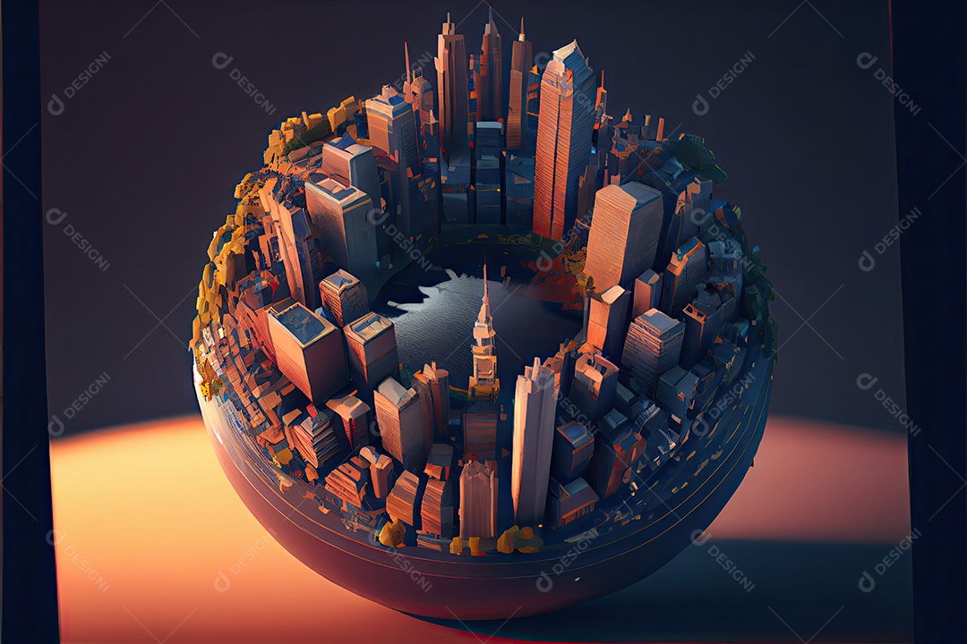 A cidade cresce no globo.