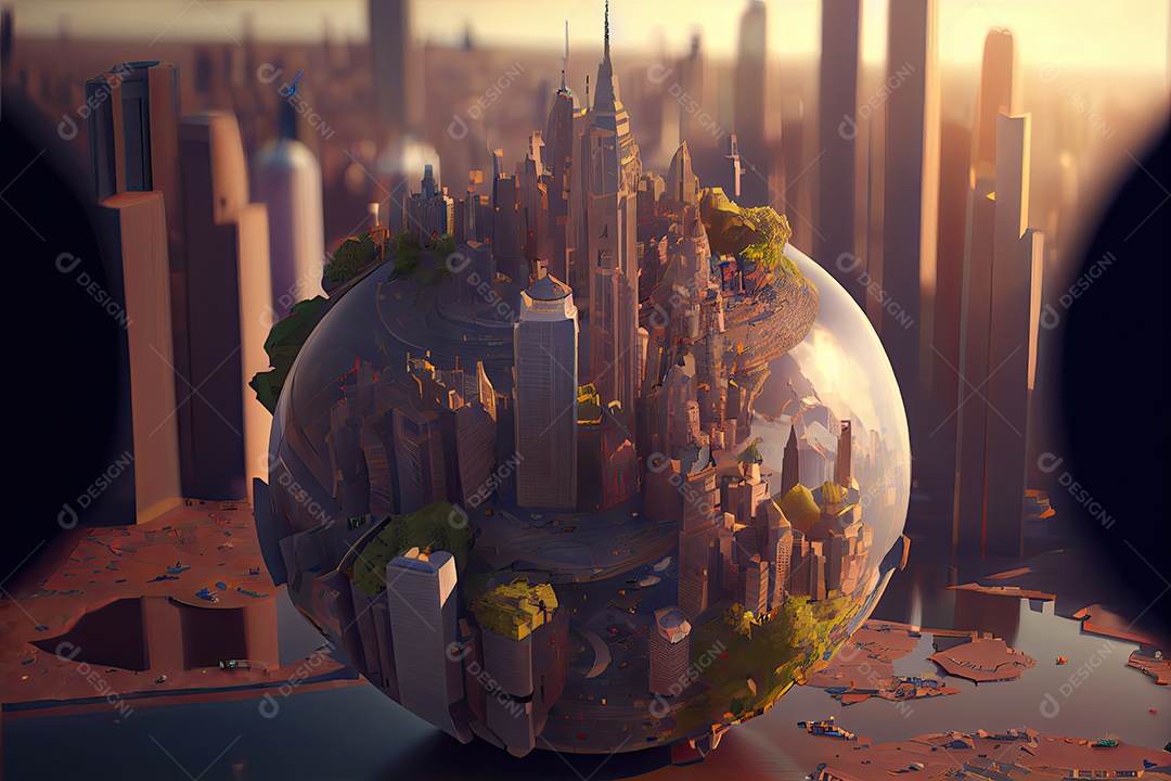 A cidade cresce no globo.