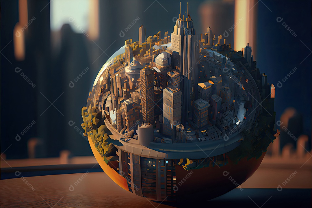 A cidade cresce no globo.