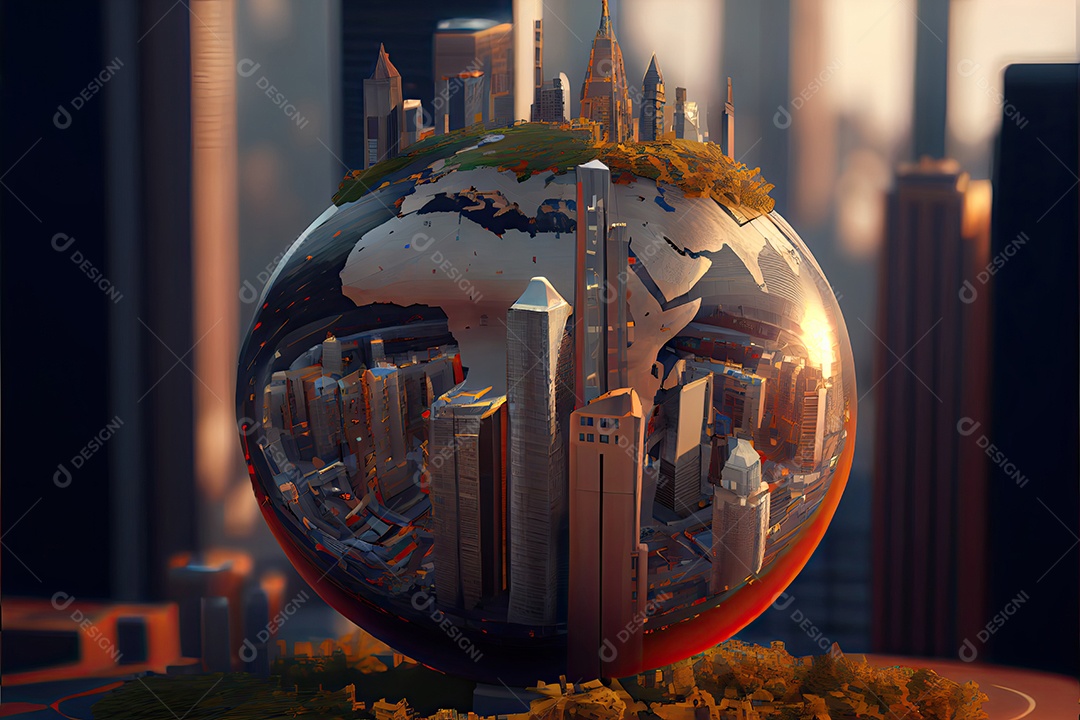 A cidade cresce no globo.