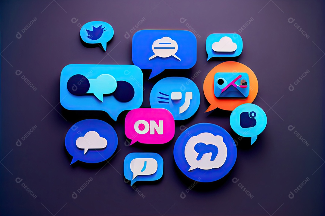 Imagem do artigo do site, design de material, fundo gradiente azul escuro, megafone no lado esquerdo da imagem, ícone de redes sociais.