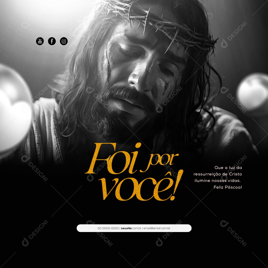Foi Por Você! Feliz Páscoa Social Media PSD Editável