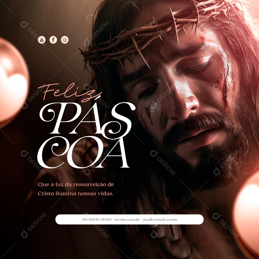 Feliz Páscoa 09 de Abril Social Media PSD Editável