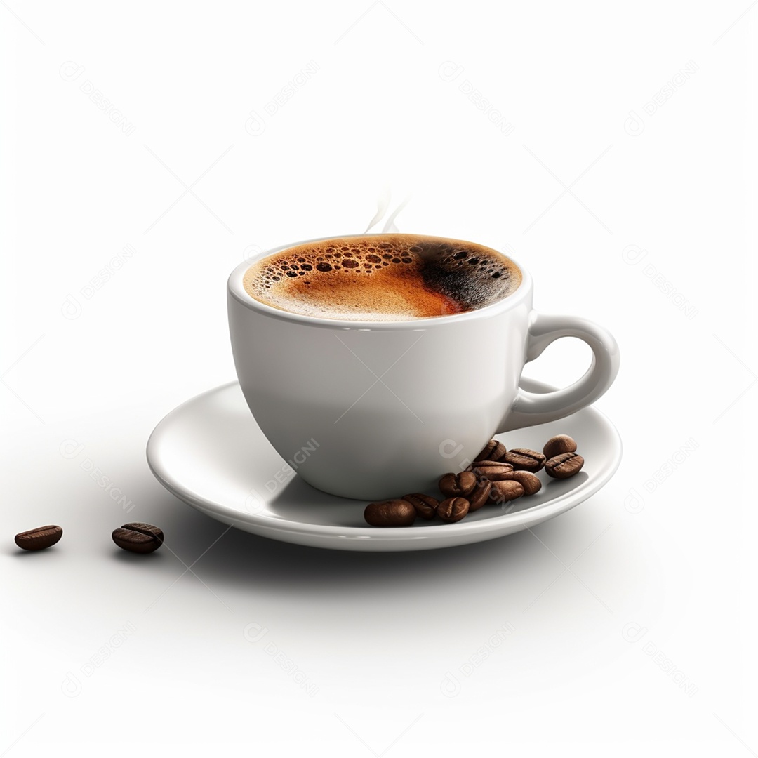 Xícara branca de café isolado em fundo branco