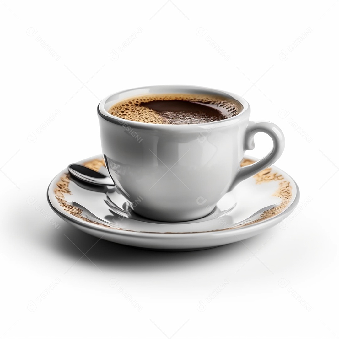 Xícara branca de café isolado em fundo branco