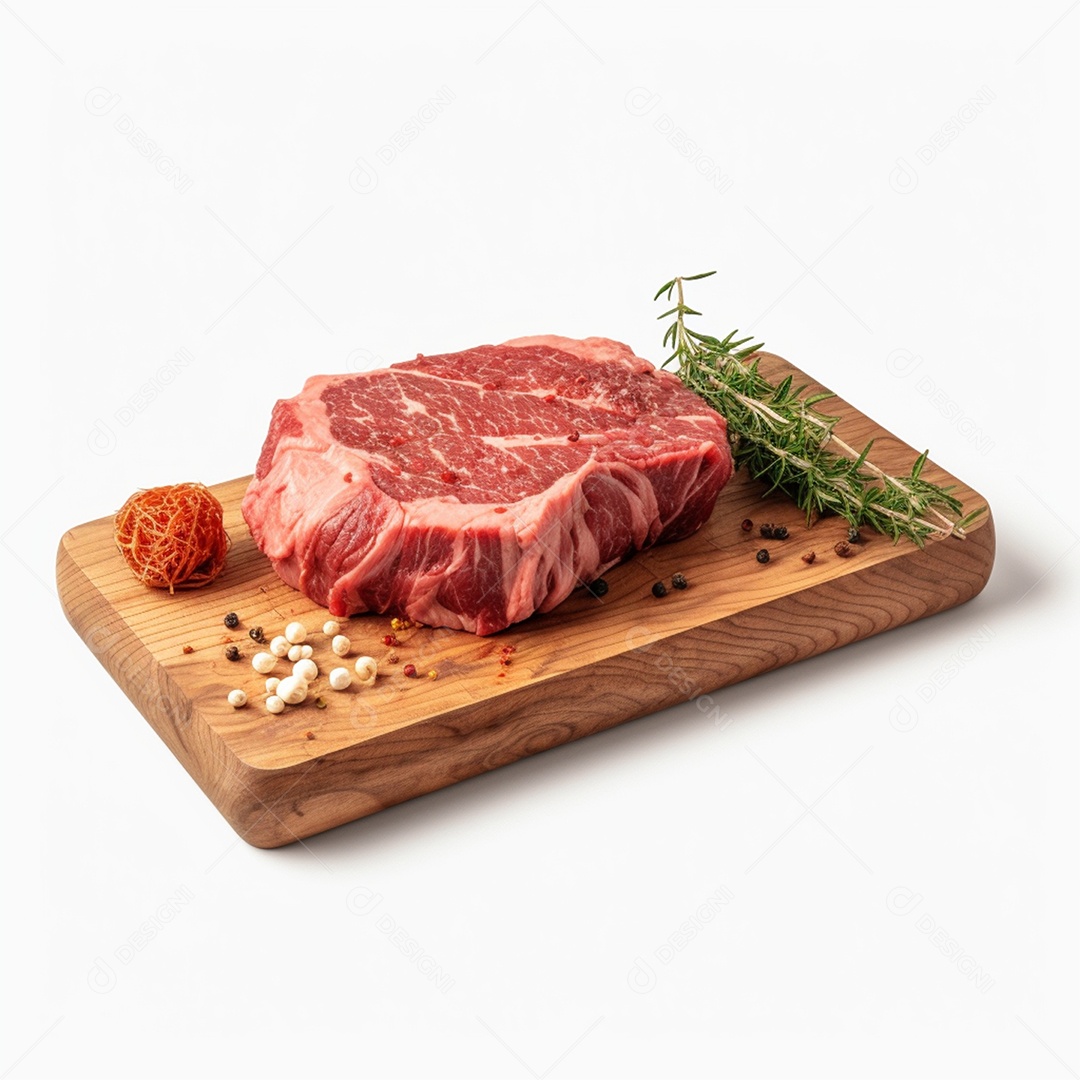 Corte de bife em tábua de madeira