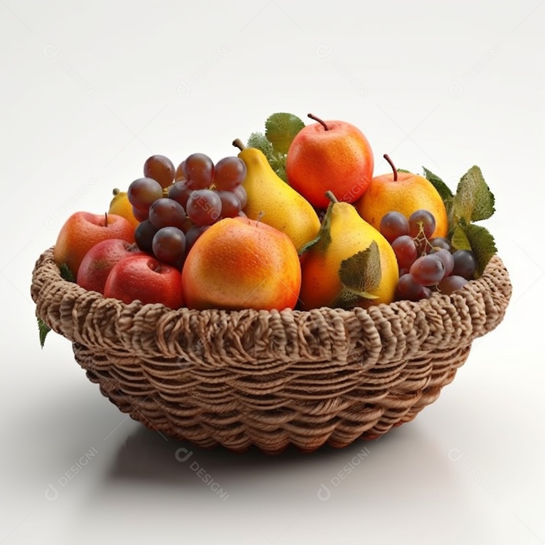 Cesta com deliciosas frutas