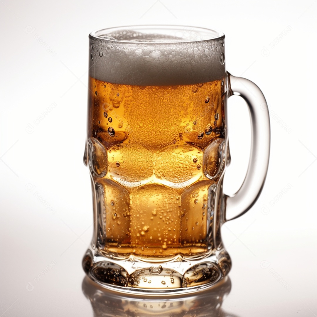 Copo de cerveja gelada isolado em fundo branco